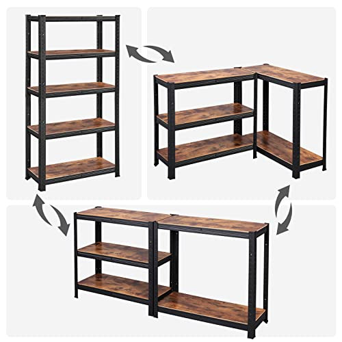 SONGMICS Rusztikus Polcegység Barna Fekete 30x75x150cm (GLR030B01)