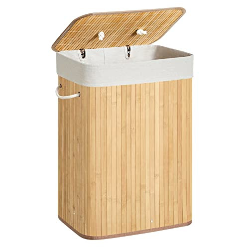 SONGMICS Bambusz Szennyeskosár XL / 72l-es Natúr (LCB10Y)