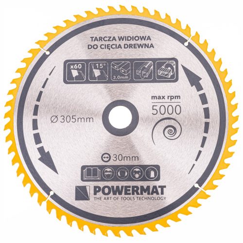 Powermat Widia Fűrészlap Fához 305x30 60z TDD-305x30x60Z (PM0902)