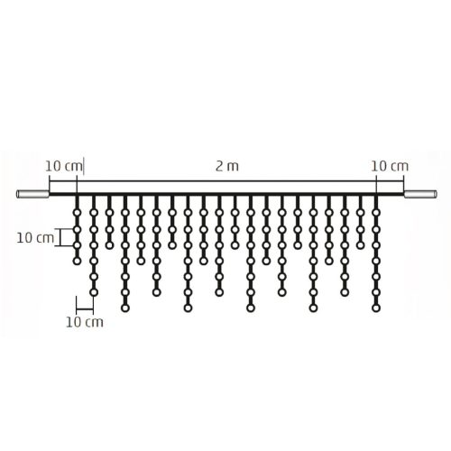Sorolható fényfüggöny, 100LED, fehér, kültéri
