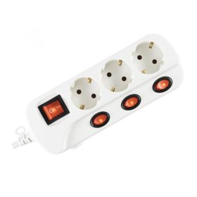 HOME Aljzatonként Kapcsolós 3-As Elosztó, 1,5m, Fehér