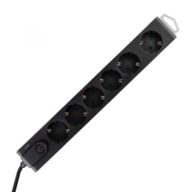   HOME Túlfeszültségvédett Elosztó, 6 Aljzat, Fekete, 1,5 M