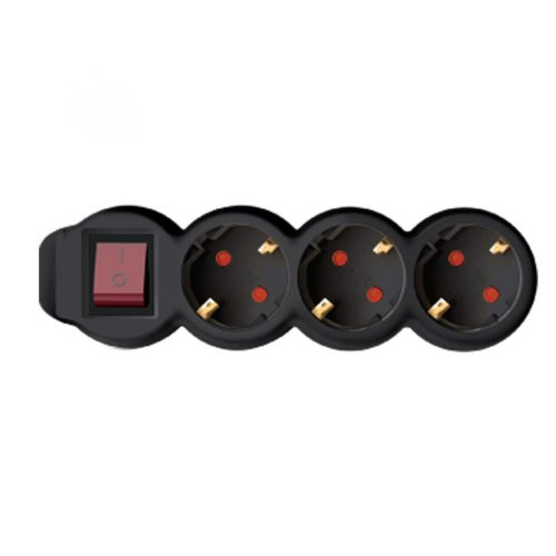 HOME 3as Elosztó Kapcs 3m, 3x1,5mm2, Fekete