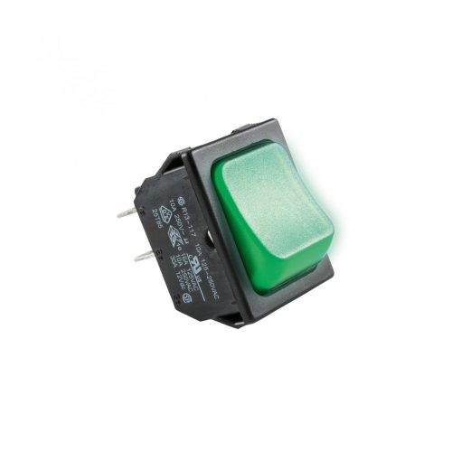 USE Kapcsoló, 250V, 2ák, Vil.,Zöld