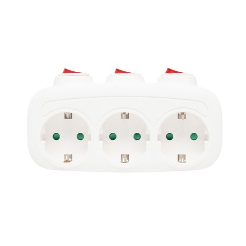 Home TPF 3K földelt hálózati T" elosztó, 3 db földelt aljzat, 3 kapcsoló"