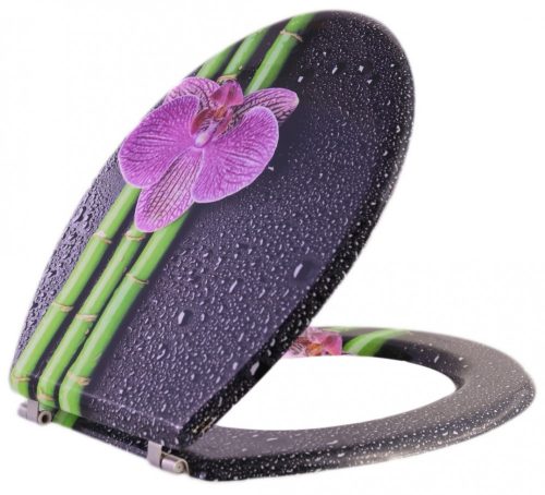 Bath Duck Wc-Ülőke - Mdf - Mintás - Rozsdamentes Acél Zsanérokkal - Bambuszvirág