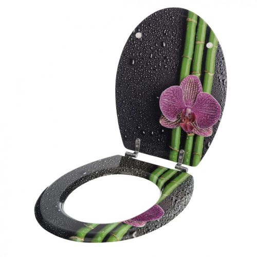 Bath Duck Wc-Ülőke - Mdf - Mintás - Rozsdamentes Acél Zsanérokkal - Bambuszvirág