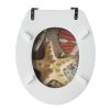 Bath Duck Wc-Ülőke - Mdf - Mintás - Rozsdamentes Acél Zsanérokkal - Shells